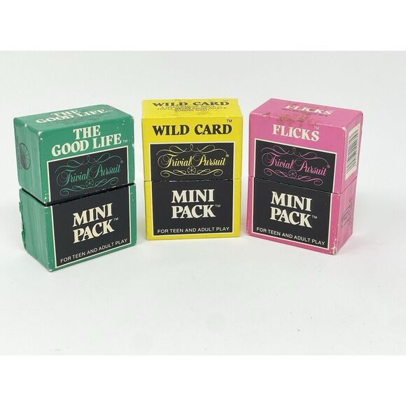 Vintage Trivial Pursuit Mini Pack Set Of 3 The Good Life Flicks Wild Card 1987 - Picture 1 of 11